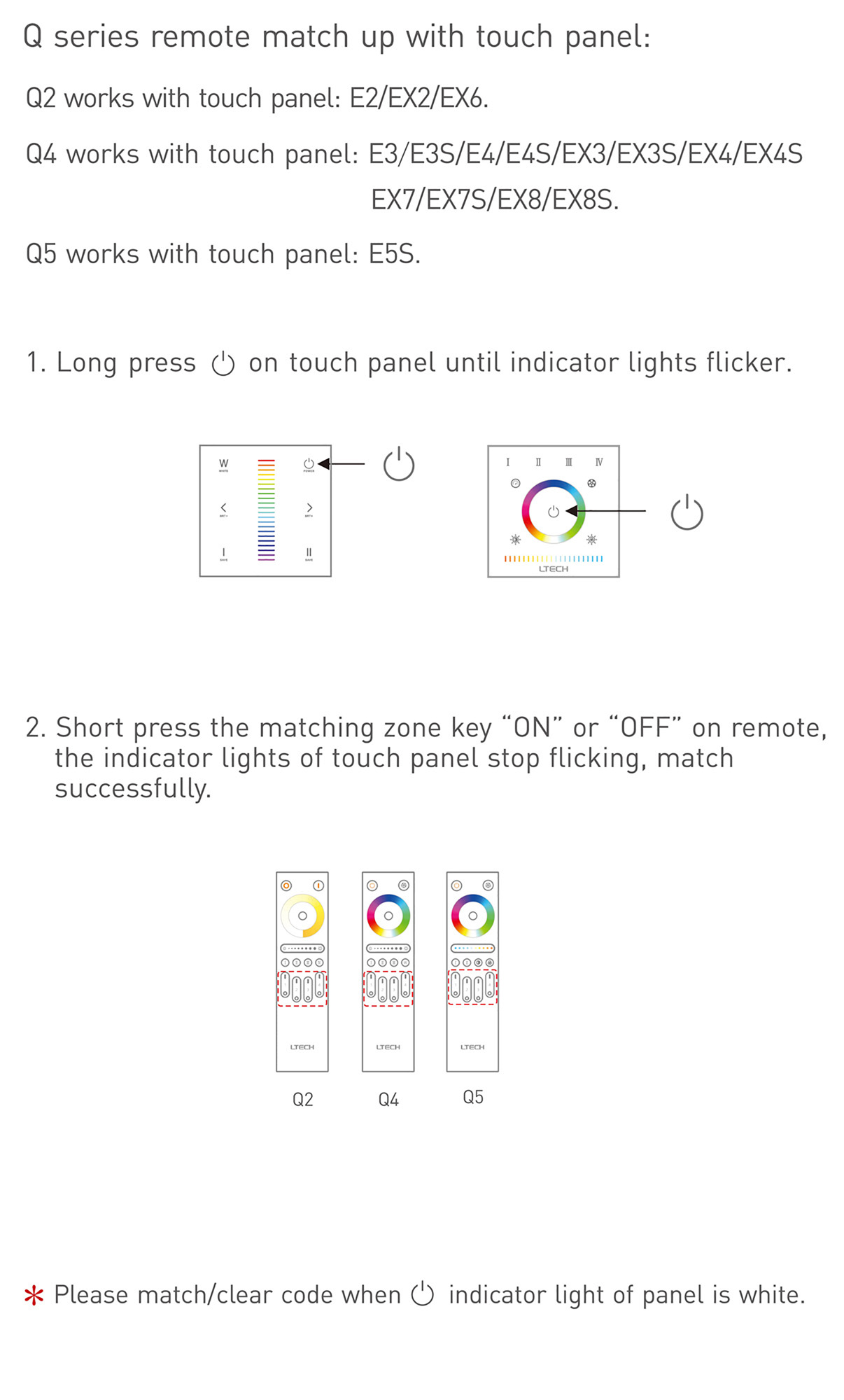 RF 2.4GHz RGBW Touch RF 2.4GHz remote control Q4, 4 Zones control, 7th battery × 2 power supply, 30-50m range. Q4  LTECH Remote Control